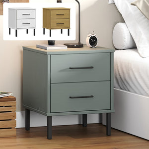 vidaXL Nightstand Storage Bedside Table with 2 Drawers Solid Pine Wood OSLO-10