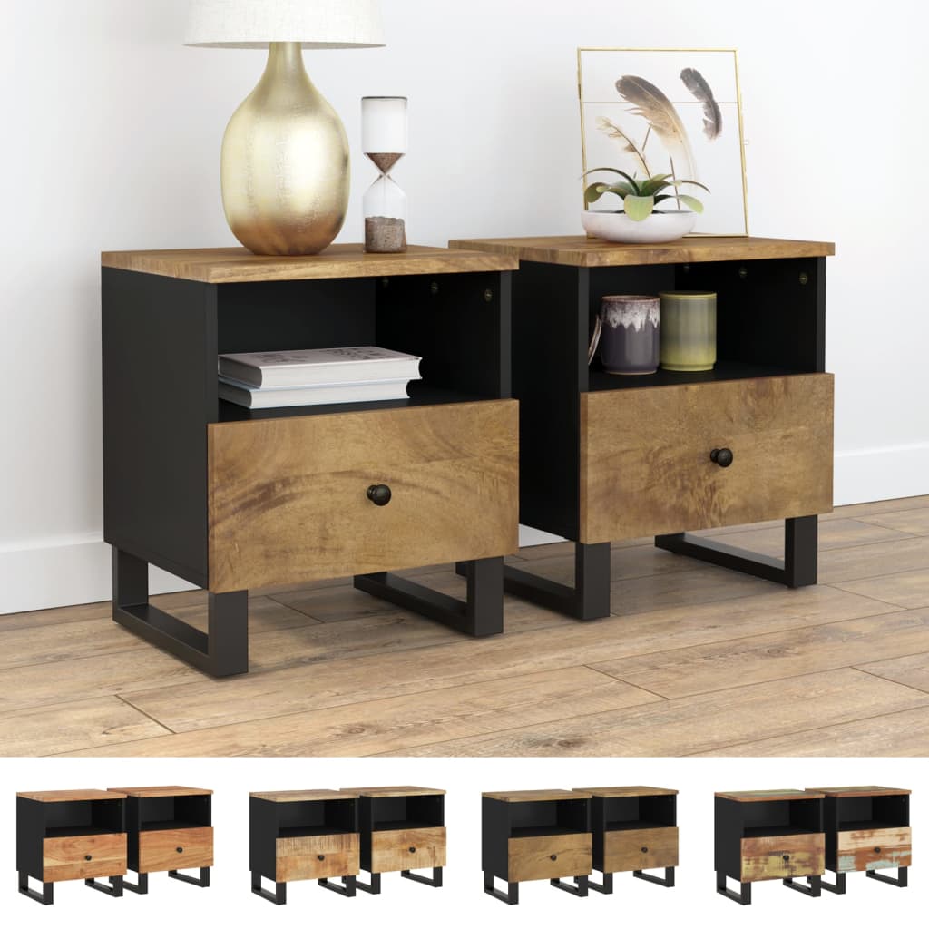 vidaXL Cabinet Storage Accent Nightstand End Table for Bedroom Solid Wood-7