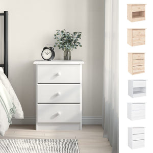 vidaXL Bedside Cabinet ALTA White 16.1"x13.8"x21.7" Solid Wood Pine-9