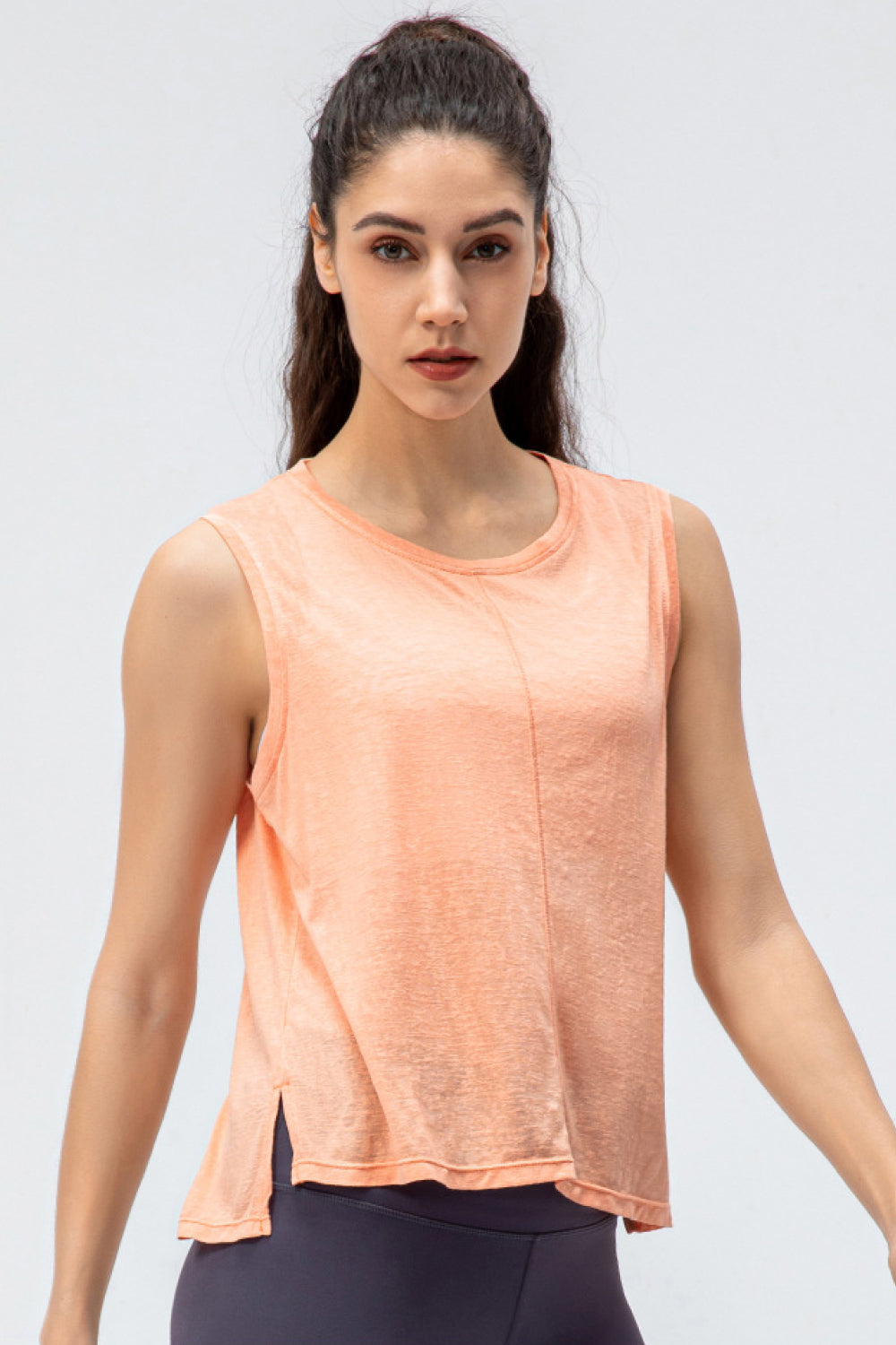 Side Slit High-Low Sleeveless Athletic Top - 99fab 