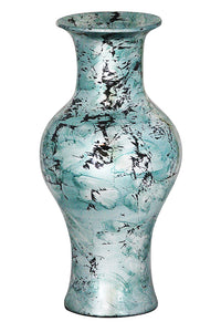 Lila Aqua and Black Foil and Lacquer Ceramic Vase