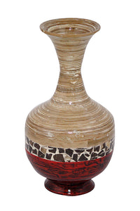 Zoe Distressed Natural to dark with coconut Shell Spun Bamboo Vase