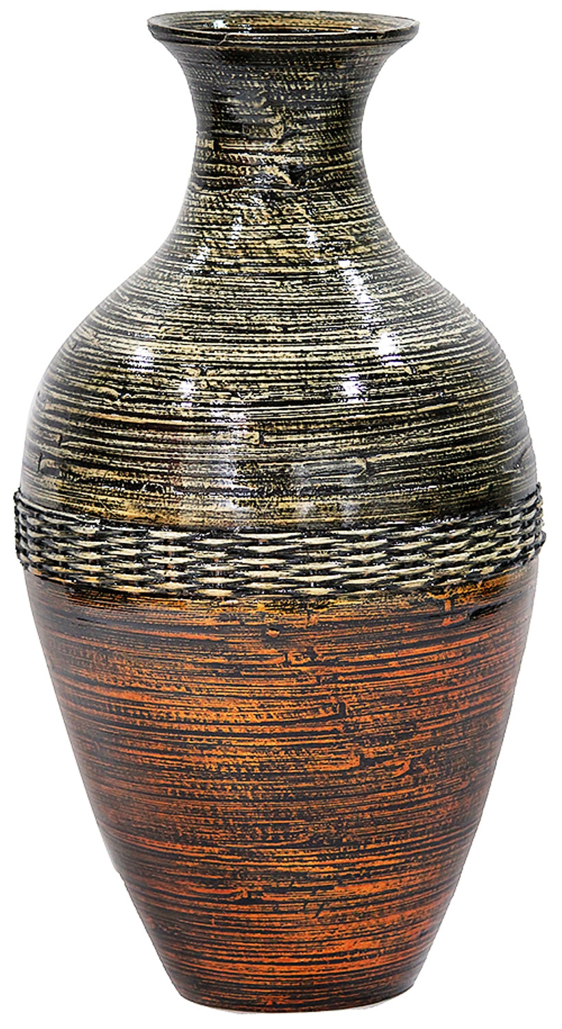 Tabba White to Gray with Coconut Shell Spun Bamboo Vase