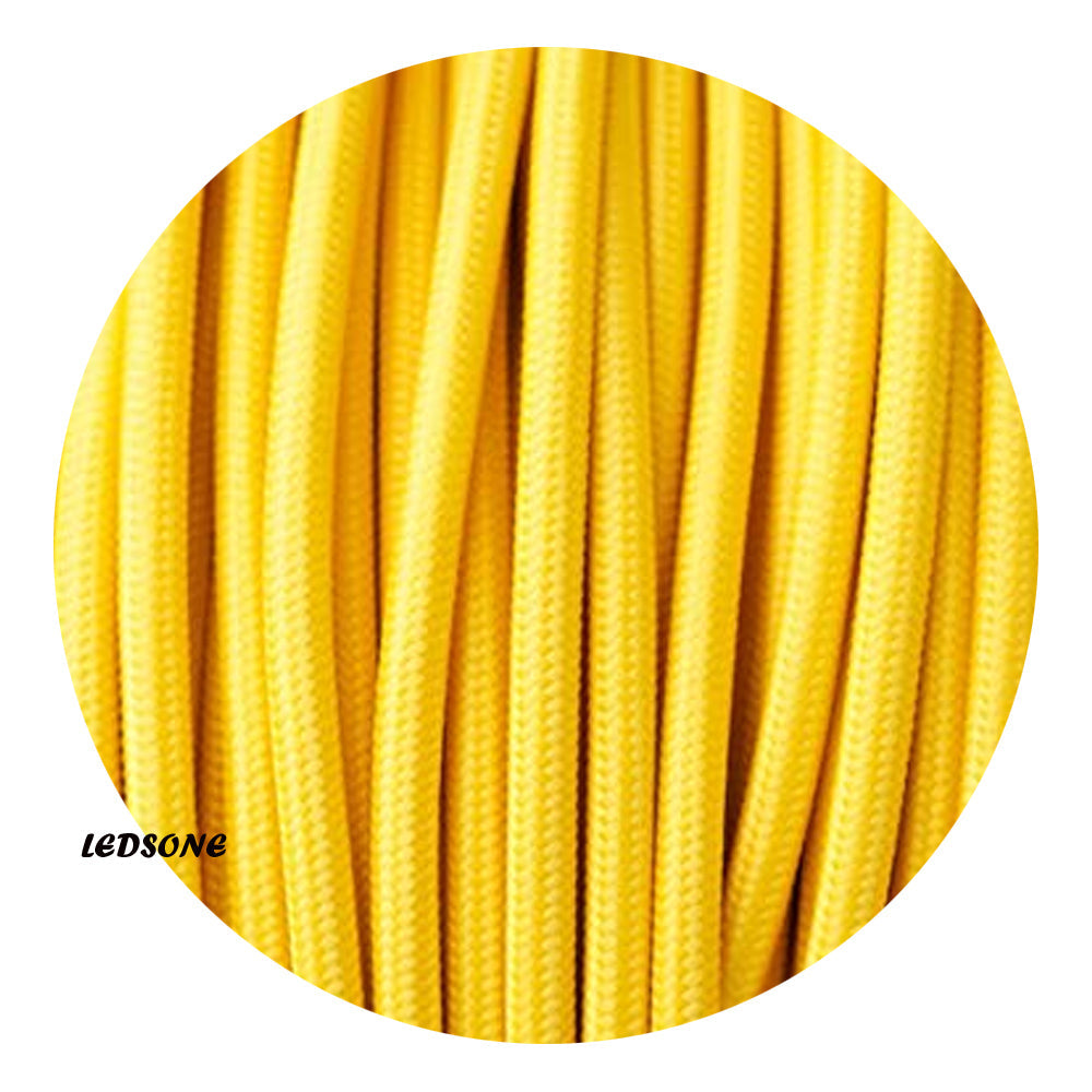 18 Gauge 3 Conductor Round Cloth Covered Wire Braided Light Cord Yellow~1201-0