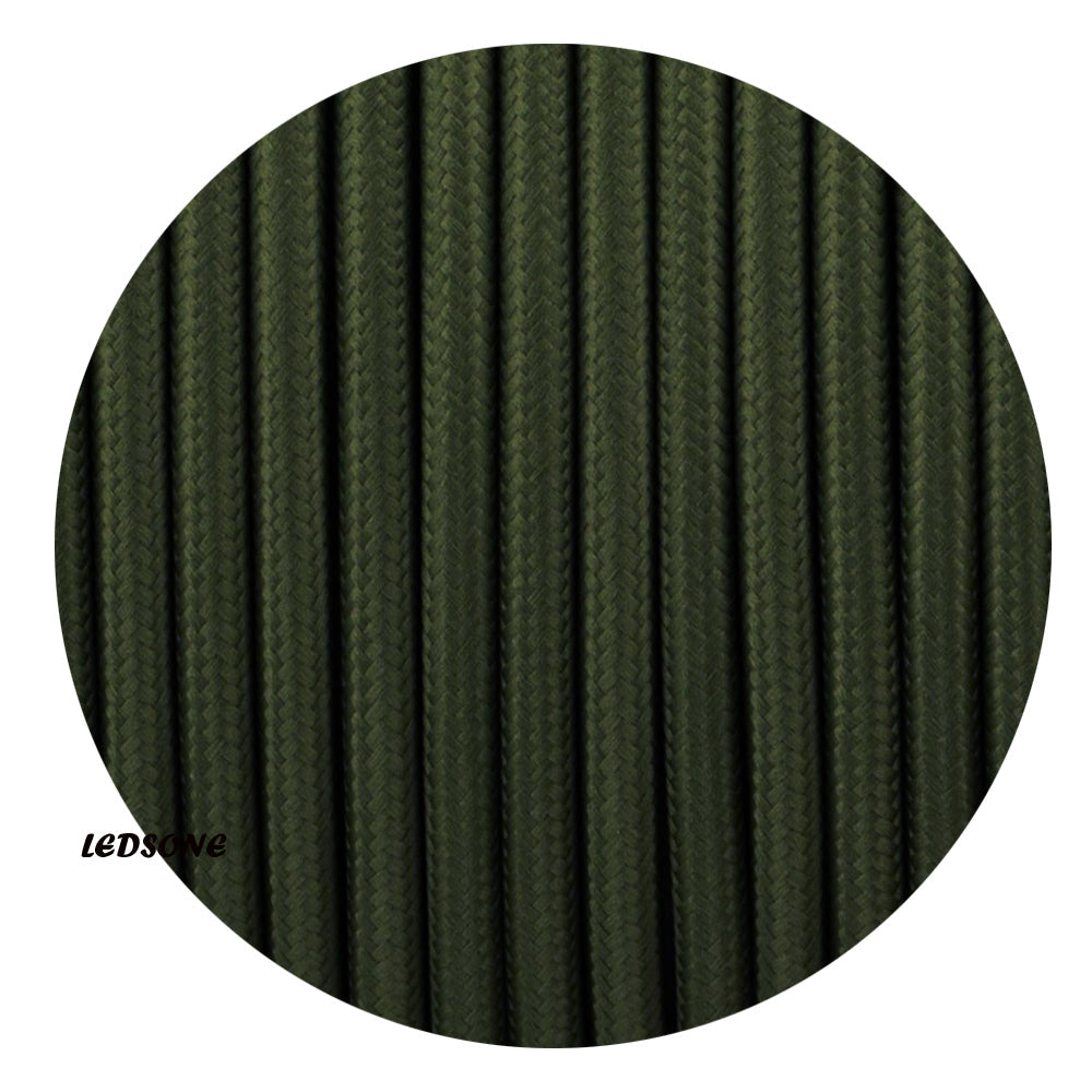 18 Gauge 3 Conductor Round Cloth Covered Wire Braided Light Cord Army Green~1404-0