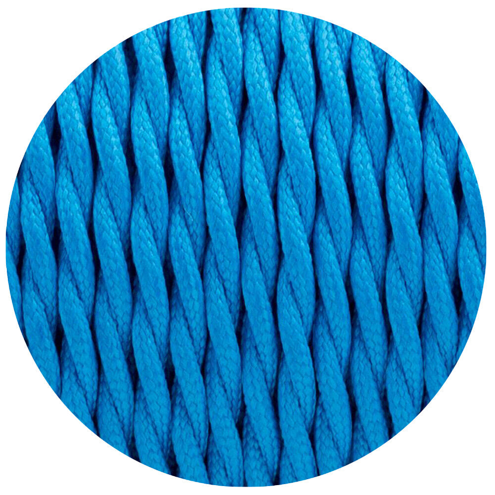 18 Gauge 3 Conductor Twisted Cloth Covered Wire Braided Light Cord Blue~1399-0