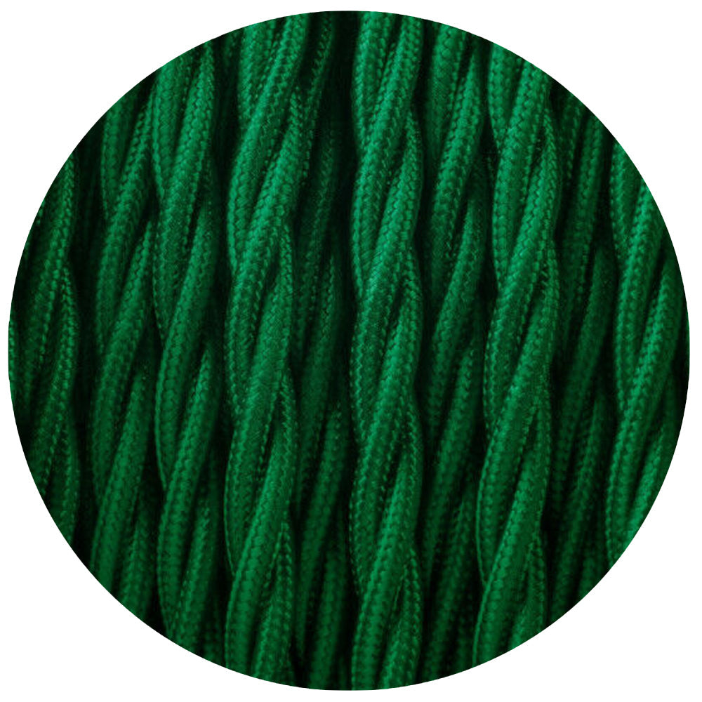 18 Gauge 3 Conductor Twisted Cloth Covered Wire Braided Light Cord Dark Green~1365-0