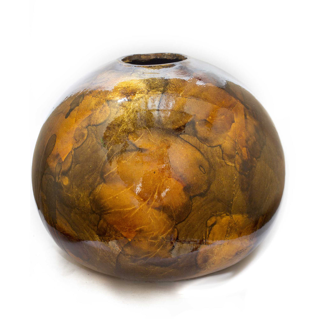 Gold Copper and Bronze Round Ceramic Table Vase - 99fab 