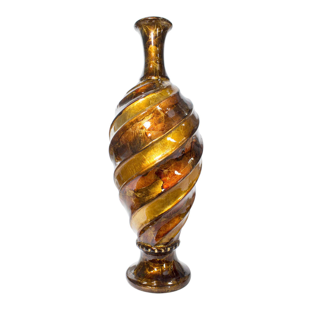 Swirl Copper Red and Gold Ceramic Foil and Lacquer Bud Vase - 99fab 