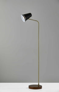 Brass Adjustable Floor Lamp with White Metal Vented Cone Shades