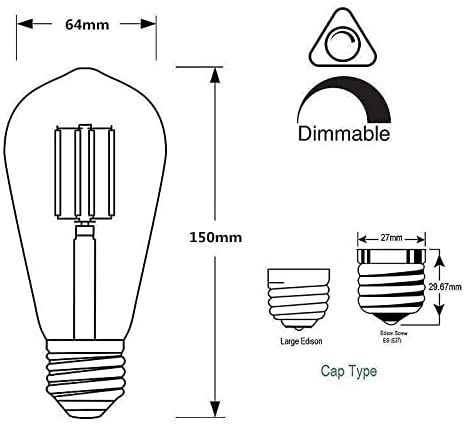 E26 ST64 60W Vintage Retro Industrial Filament Dimmable Bulb~1145-4