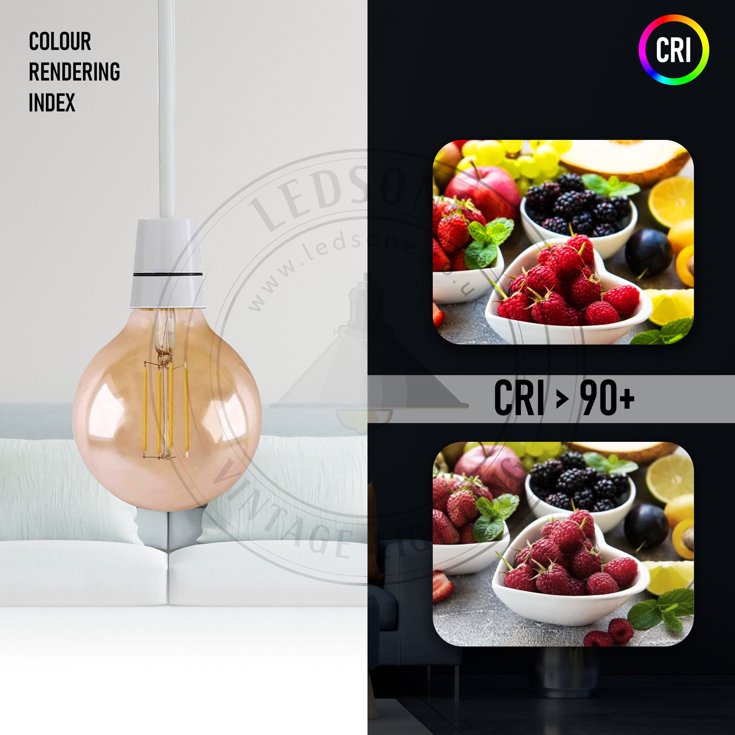 G95 4W LED Edison Bulb E26 Dimmable LED Filament Vintage Light Bulb~1046-7