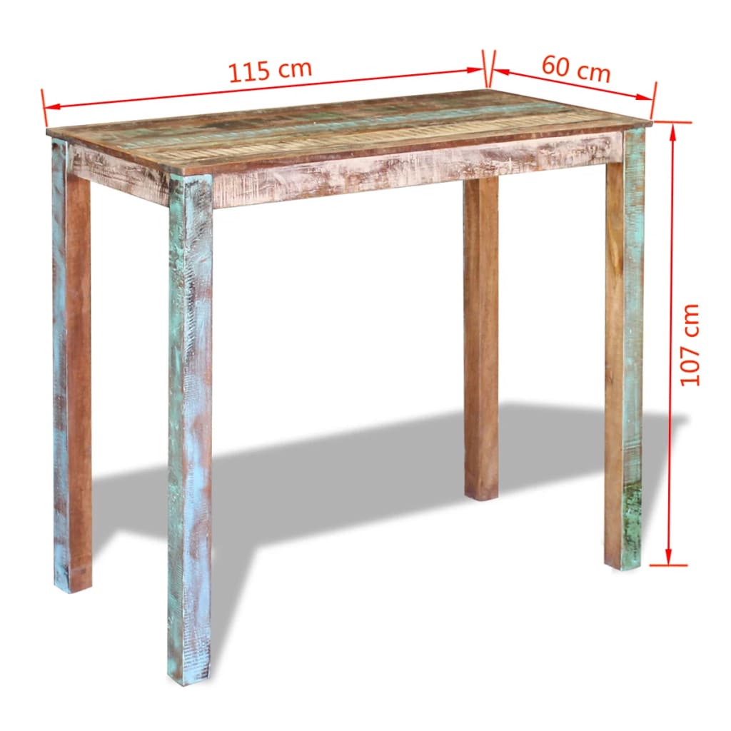vidaXL Bar Table Solid Reclaimed Wood 45.3"x23.6"x42"-7