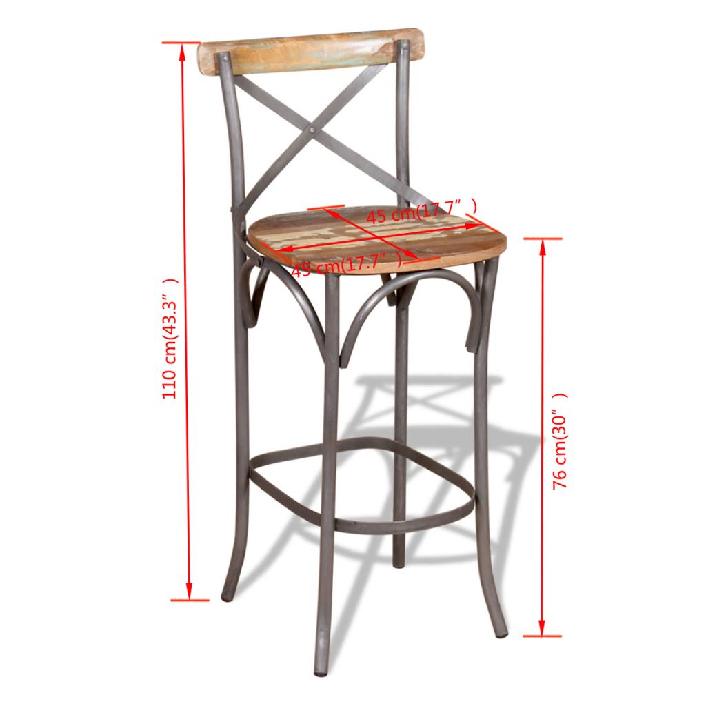 vidaXL Bar Chair Solid Reclaimed Wood-8