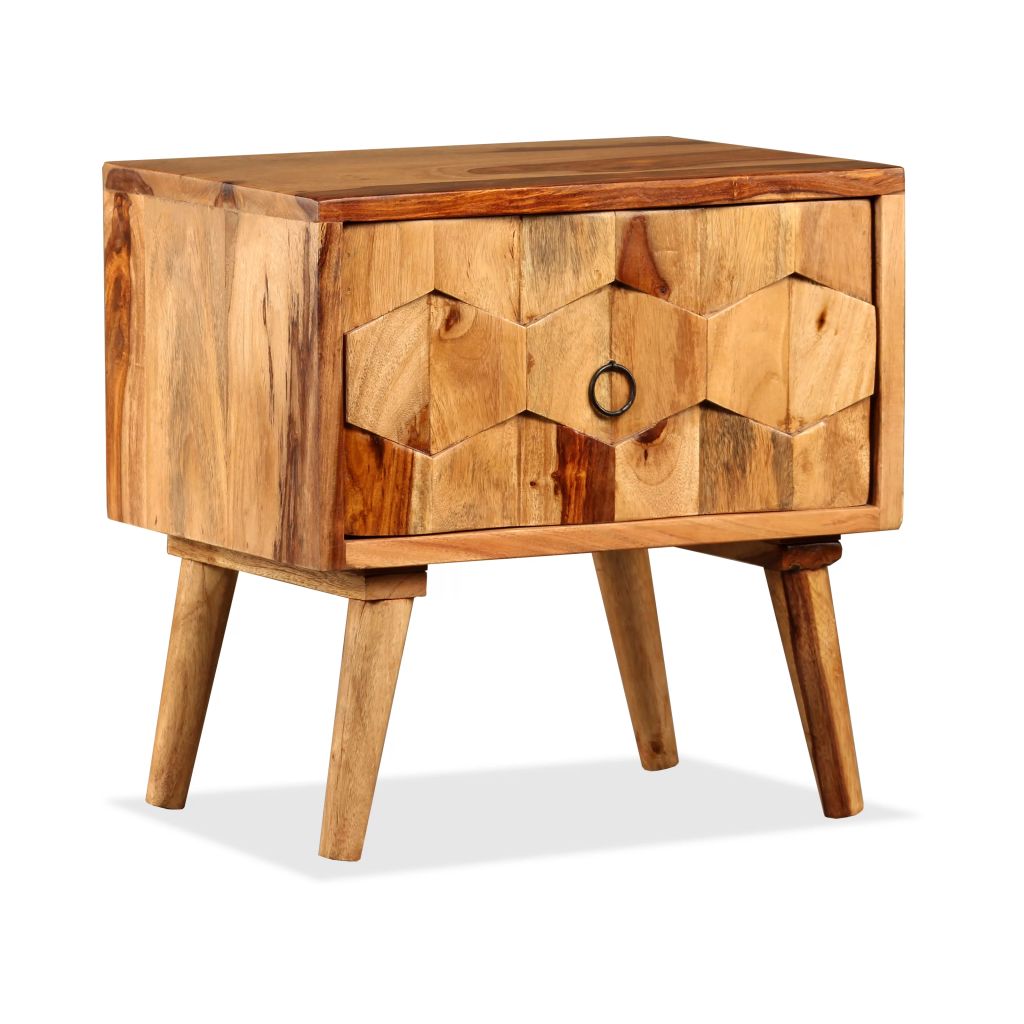 vidaXL Bedside Cabinet with 1 Drawer Solid Sheesham Wood-0