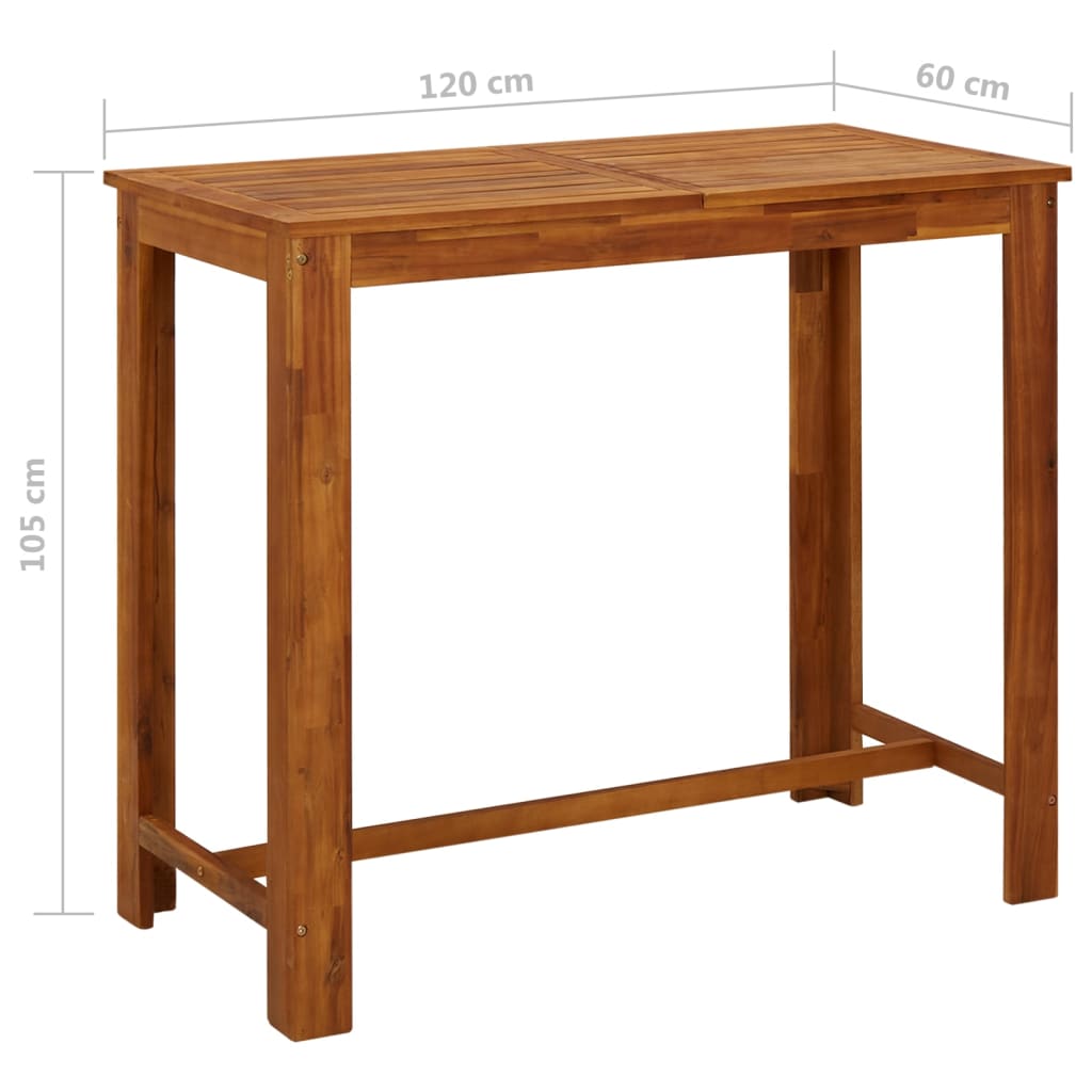 vidaXL Bar Table Pub Table Bistro Table for Dining Room Solid Acacia Wood-4