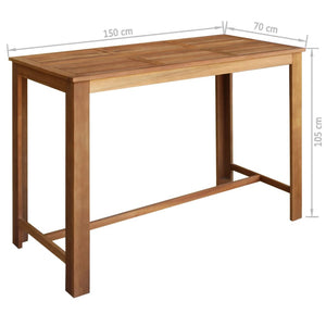 vidaXL Bar Table Pub Table Bistro Table for Dining Room Solid Acacia Wood-12