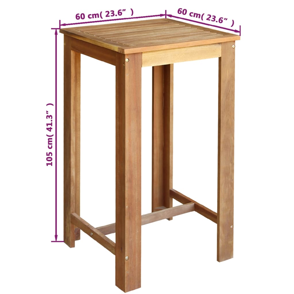 vidaXL Bar Table and Stool Kitchen Counter Stool Pub Table Solid Acacia Wood-0