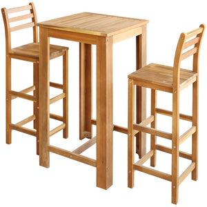 vidaXL Bar Table and Chair Kitchen Wooden Dining Table Set Solid Acacia Wood-10