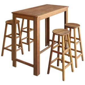vidaXL Bar Table and Stool Kitchen Counter Stool Pub Table Solid Acacia Wood-12