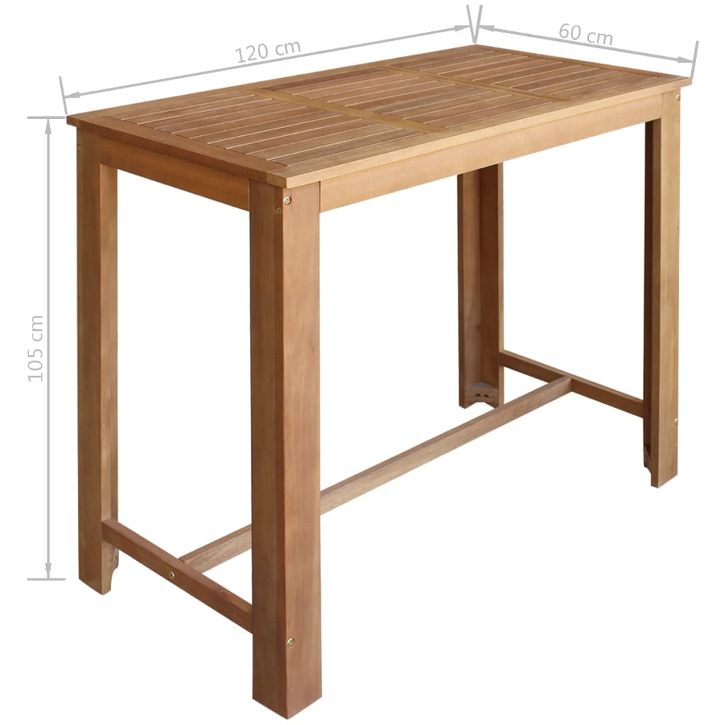 vidaXL Bar Table and Chair Kitchen Wooden Dining Table Set Solid Acacia Wood-7