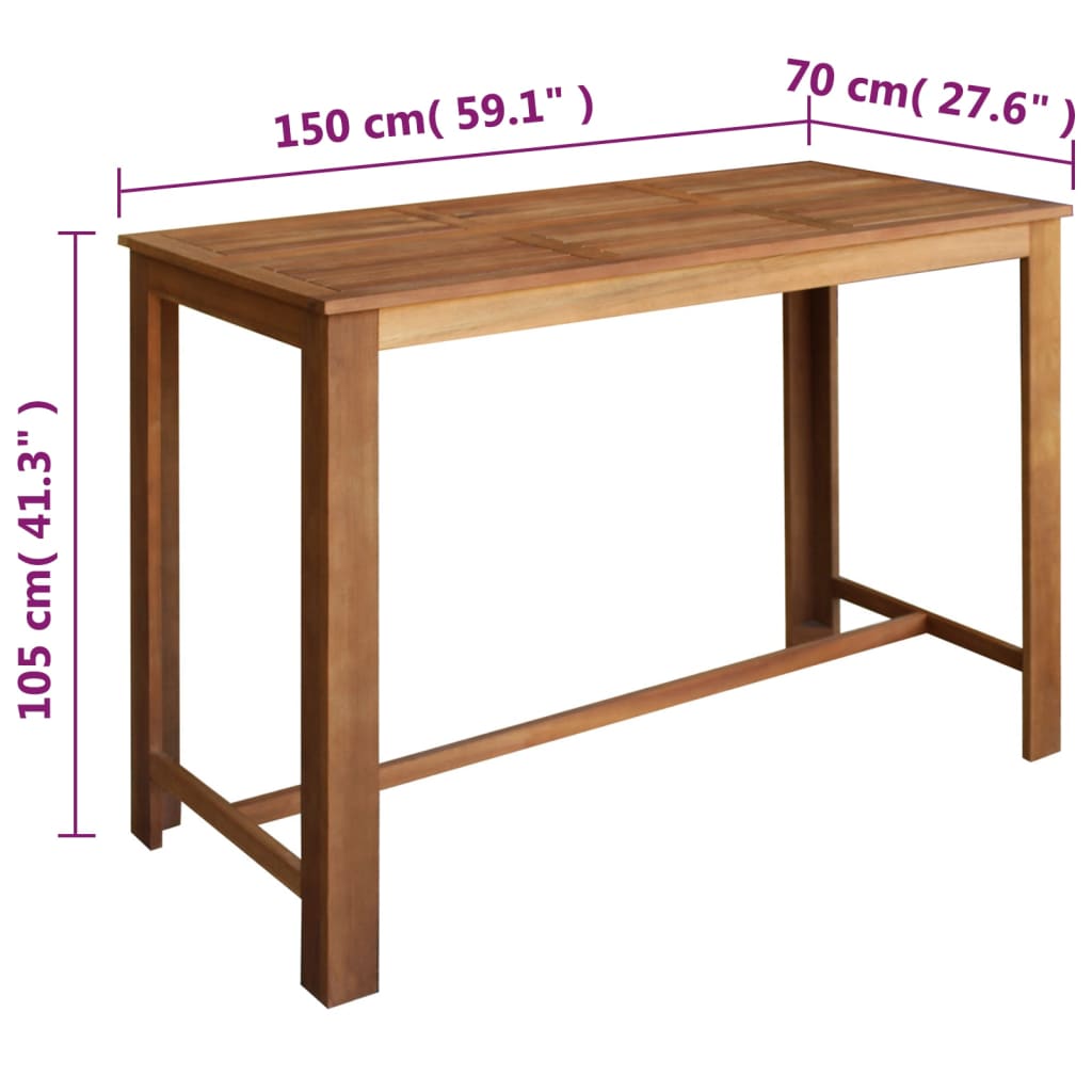 vidaXL Bar Table and Stool Kitchen Counter Stool Pub Table Solid Acacia Wood-7