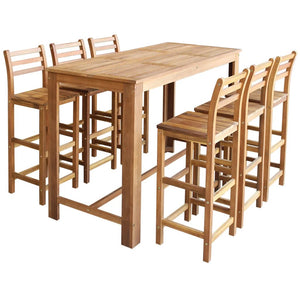 vidaXL Bar Table and Chair Kitchen Wooden Dining Table Set Solid Acacia Wood-0