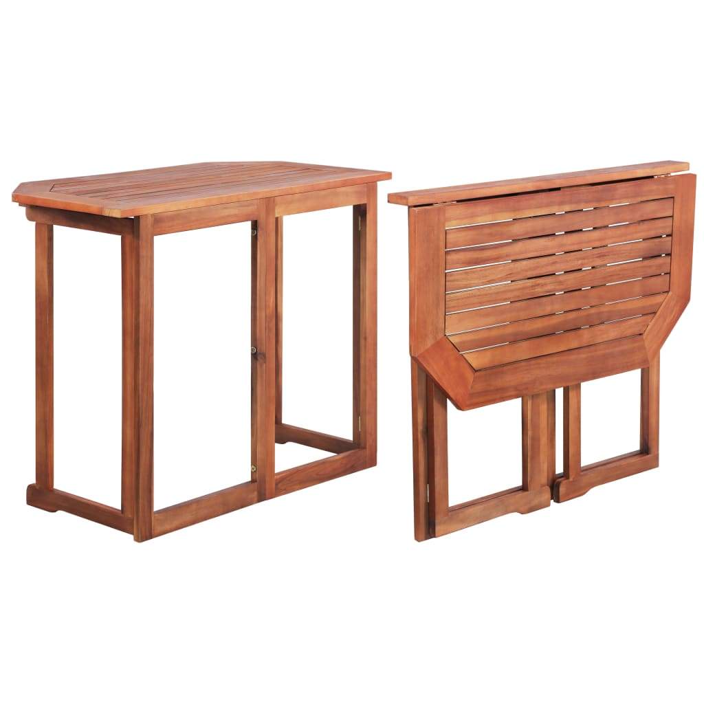 Solid Acacia Wood Folding Balcony Table Folding Kitchen Brown/Gray