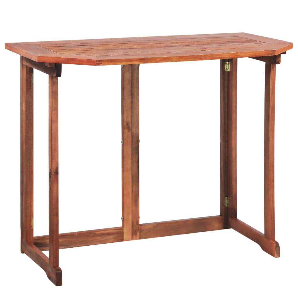 Solid Acacia Wood Folding Balcony Table Folding Kitchen Brown/Gray