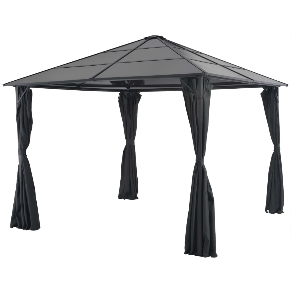 Gazebo with Curtain Aluminium Black Shelter Party Tent 118.1