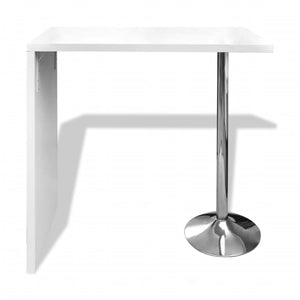 vidaXL Bar Table MDF with 1 Steel Leg High Gloss White-2