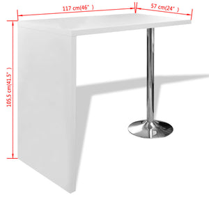 vidaXL Bar Table MDF with 1 Steel Leg High Gloss White-4