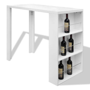 vidaXL Bar Table MDF with Wine Rack High Gloss White-1