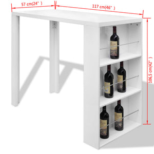 vidaXL Bar Table MDF with Wine Rack High Gloss White-5