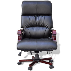 vidaXL Black Top Real Leather Adjustable Massage Office Chair-1