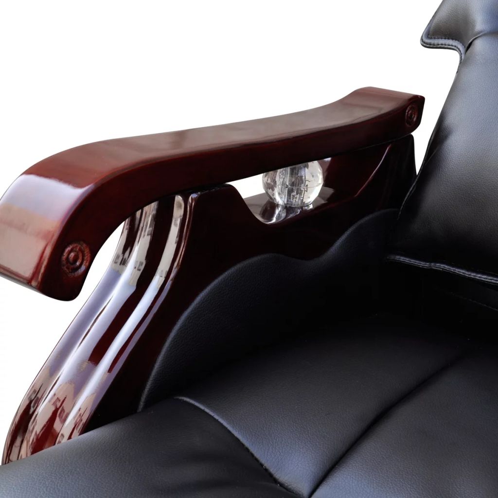 vidaXL Black Top Real Leather Adjustable Massage Office Chair-5
