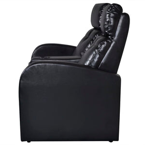 vidaXL 2-Seater Home Theater Recliner Sofa Black Faux Leather-1