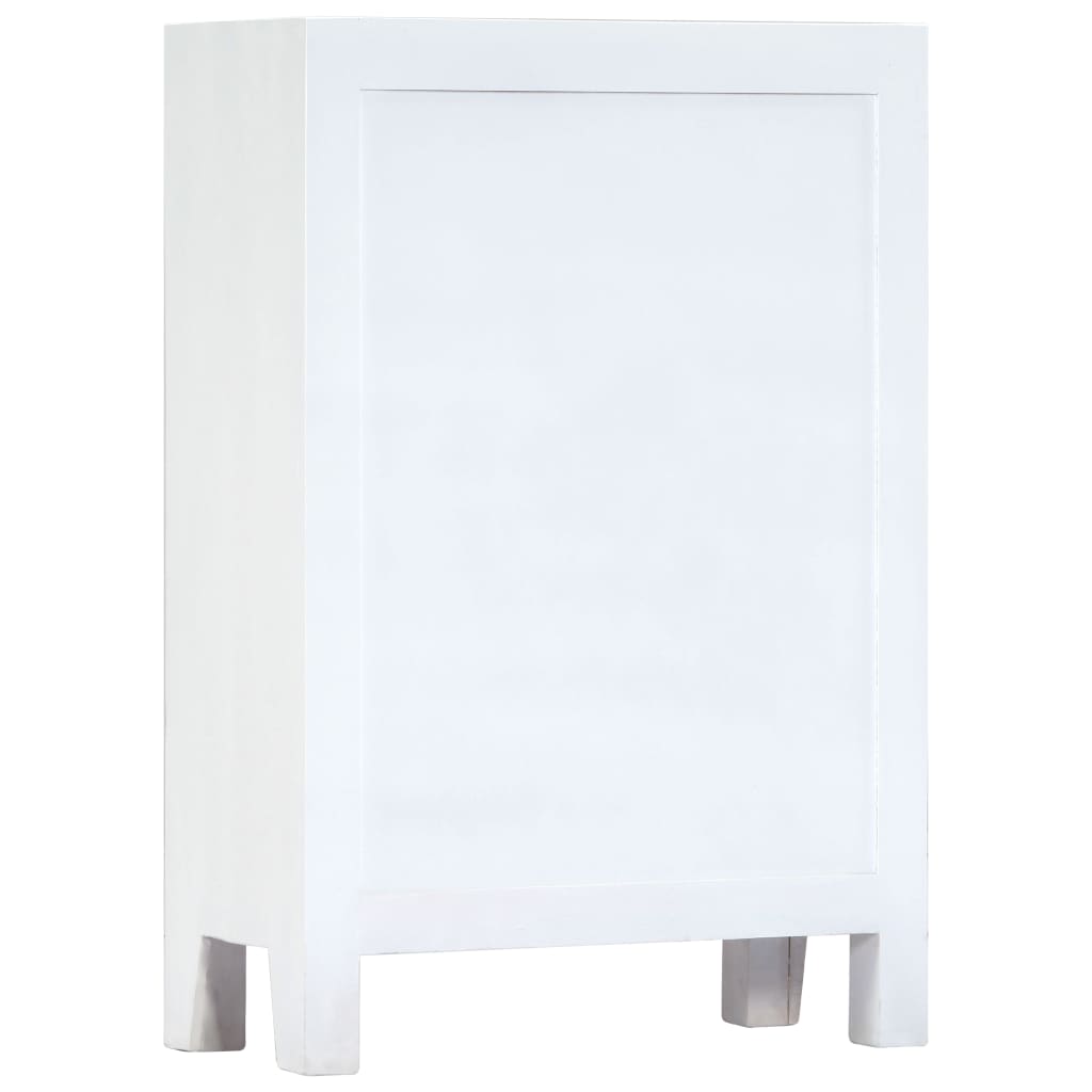 vidaXL Carved Sideboard White 23.6"x11.8"x35" Solid Mango Wood-6
