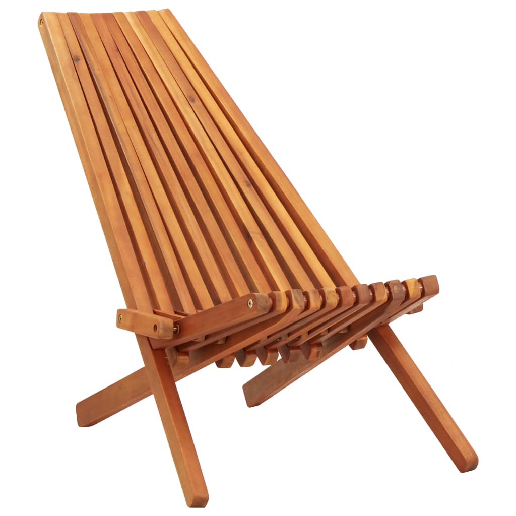 vidaXL 1/2x Solid Acacia Wood Folding Outdoor Lounge Chairs Deck Chair Seat-1