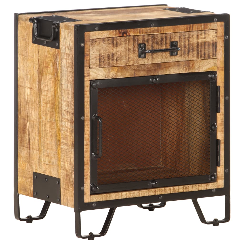 vidaXL Bedside Cabinet 16.9"x11.8"x20.1" Solid Rough Mango Wood-0