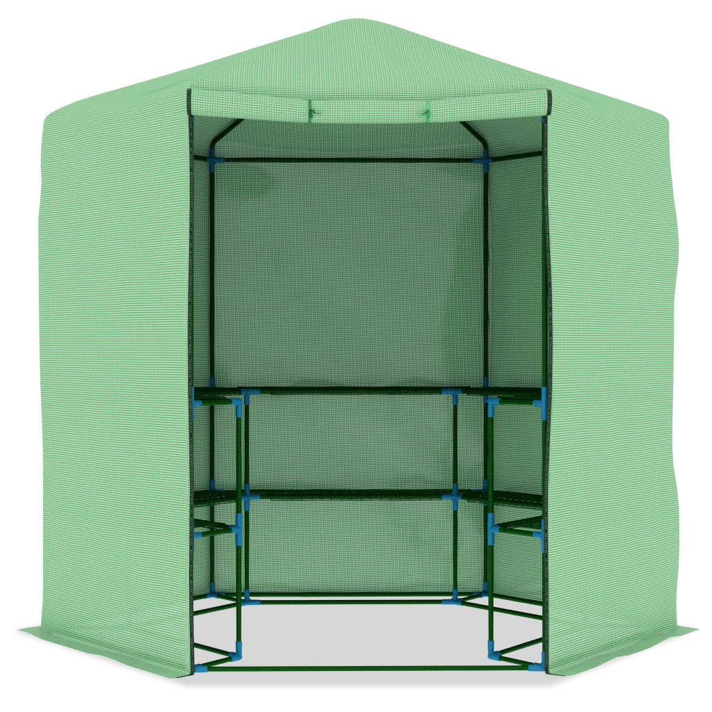 vidaXL Greenhouse with Shelves Steel 89.4"x87.8"-7