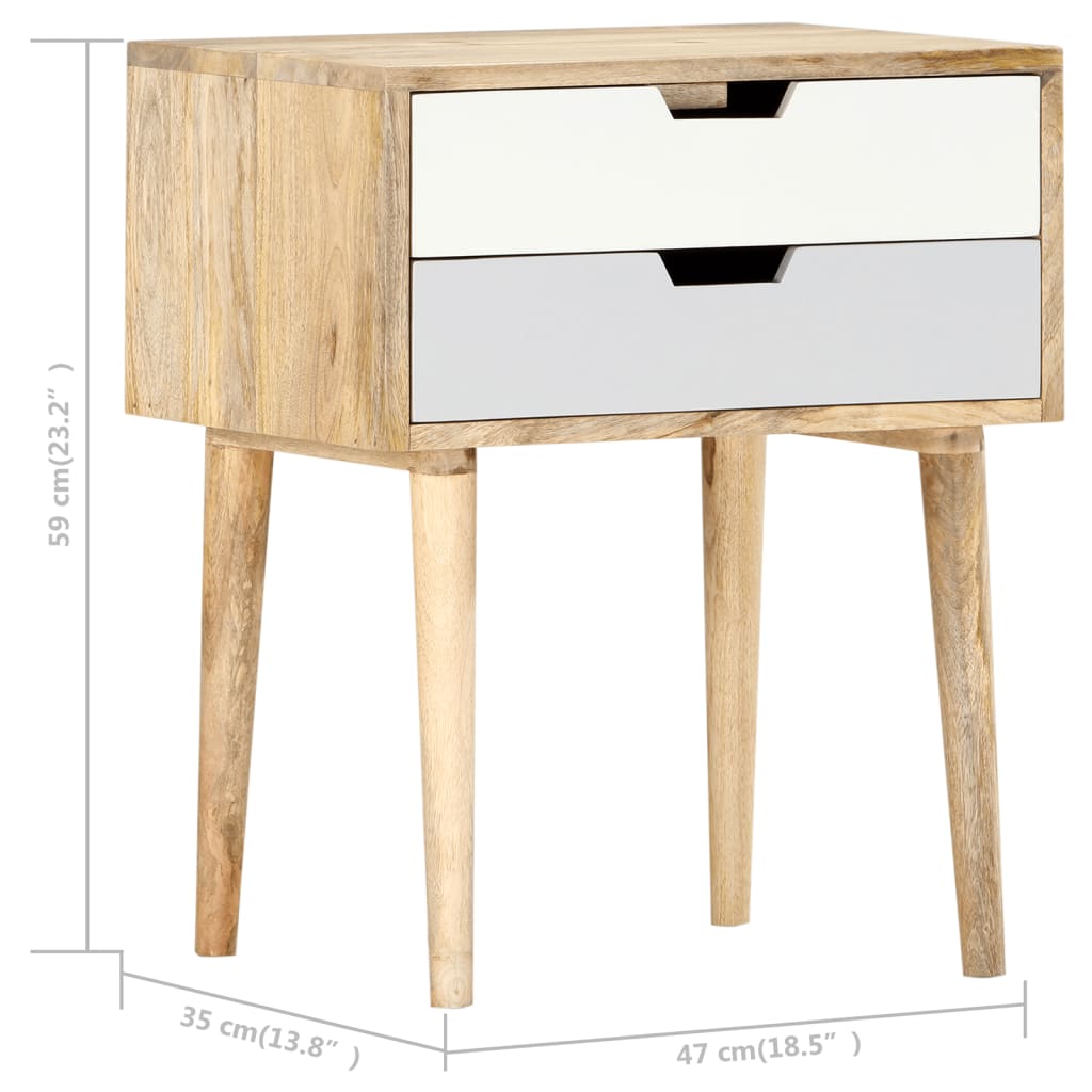 vidaXL Bedside Cabinet 18.5"x13.8"x23.2" Solid Mango Wood-4