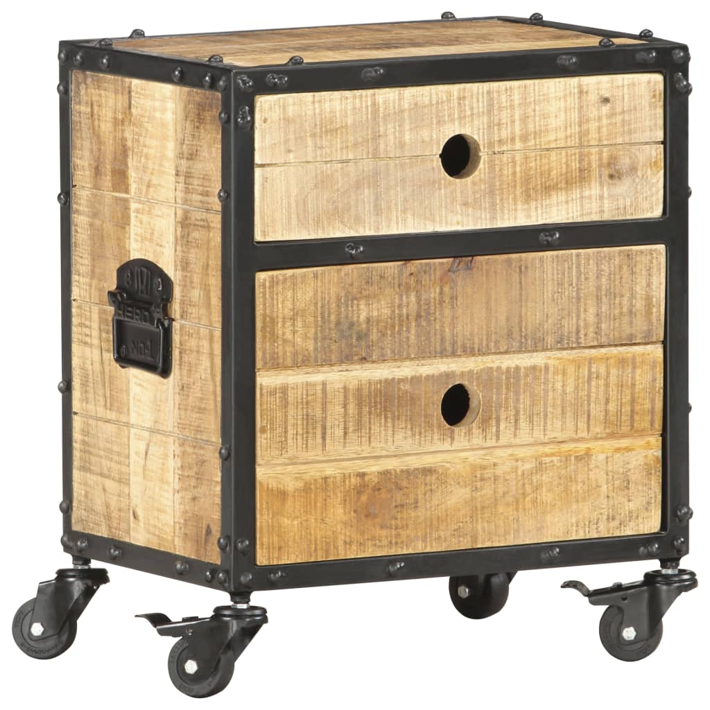 vidaXL Bedside Cabinet 15.7"x11.8"x19.7" Rough Mango Wood-3