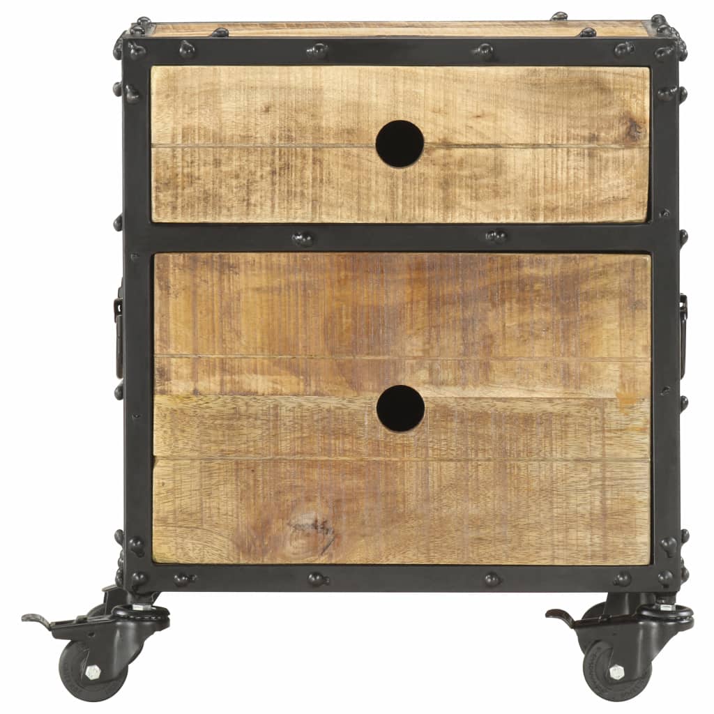 vidaXL Bedside Cabinet 15.7"x11.8"x19.7" Rough Mango Wood-8