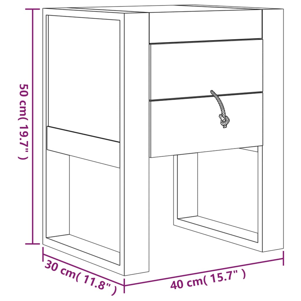 vidaXL Bedside Cabinet 15.7"x11.8"x19.7" Solid Teak Wood-6