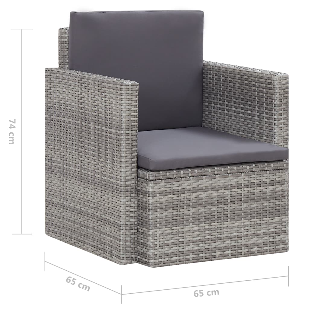 vidaXL Armchair Outdoor Patio Single Sofa Chair with Cushions Poly Rattan-12