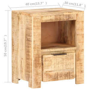 vidaXL Bedside Cabinet 15.7"x11.8"x19.7" Rough Mango Wood-4