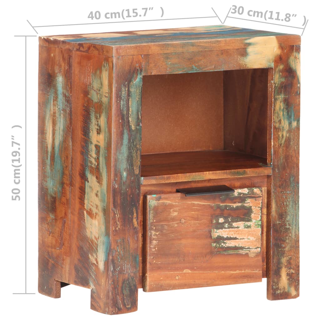 vidaXL Bedside Cabinet 15.7"x11.8"x19.7" Solid Reclaimed Wood-0
