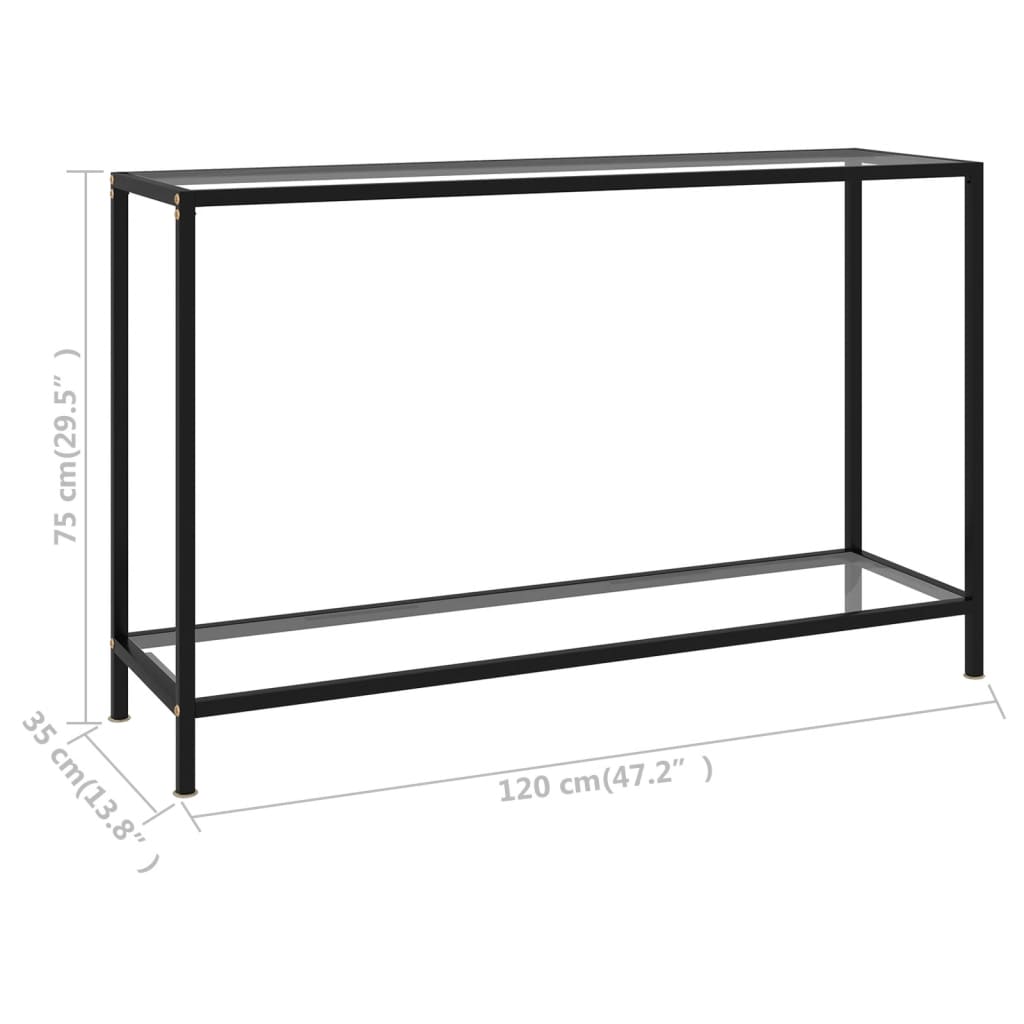 vidaXL Console Table Transparent 47.2"x13.8"x29.5" Tempered Glass-4