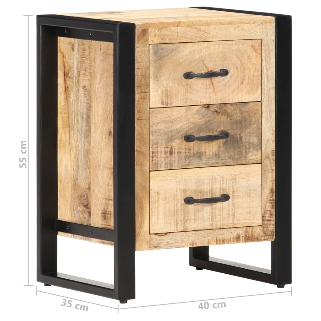 vidaXL Bedside Cabinet 15.7"x13.8"x21.7" Solid Mango Wood-8